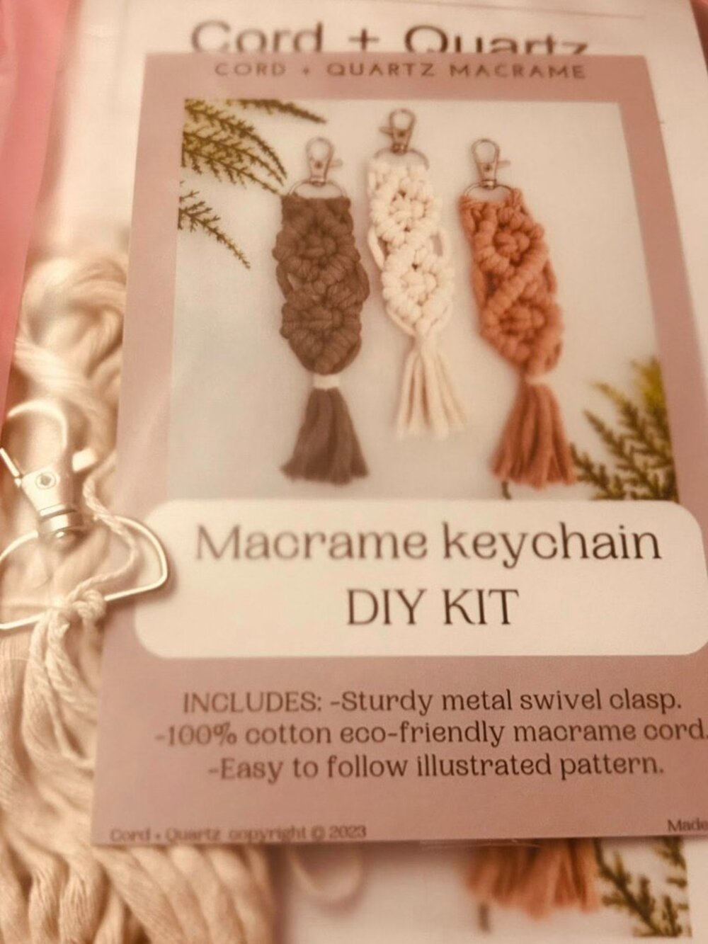 Cord + Quartz Multi-colored Macrame Keychain-Making Sets